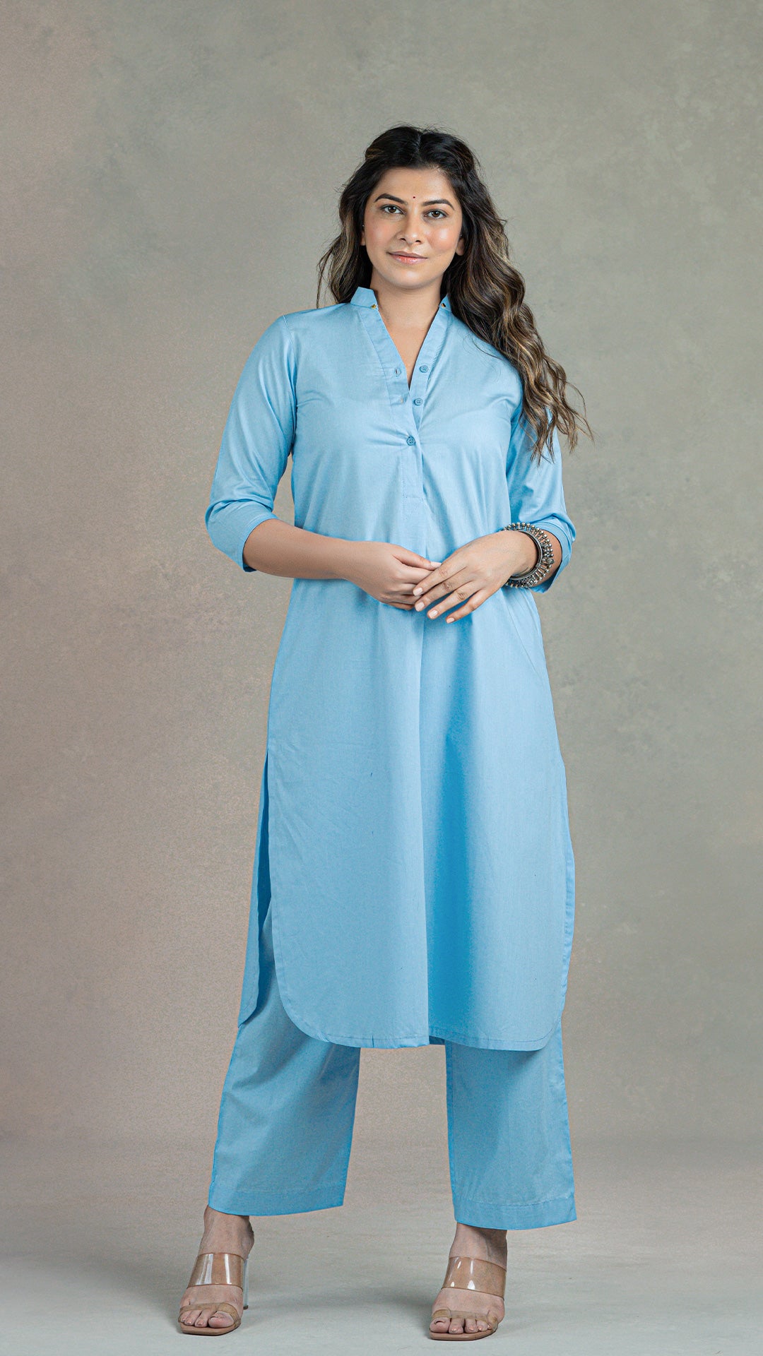 Everyday Organic Cotton Kurta- Light Blue