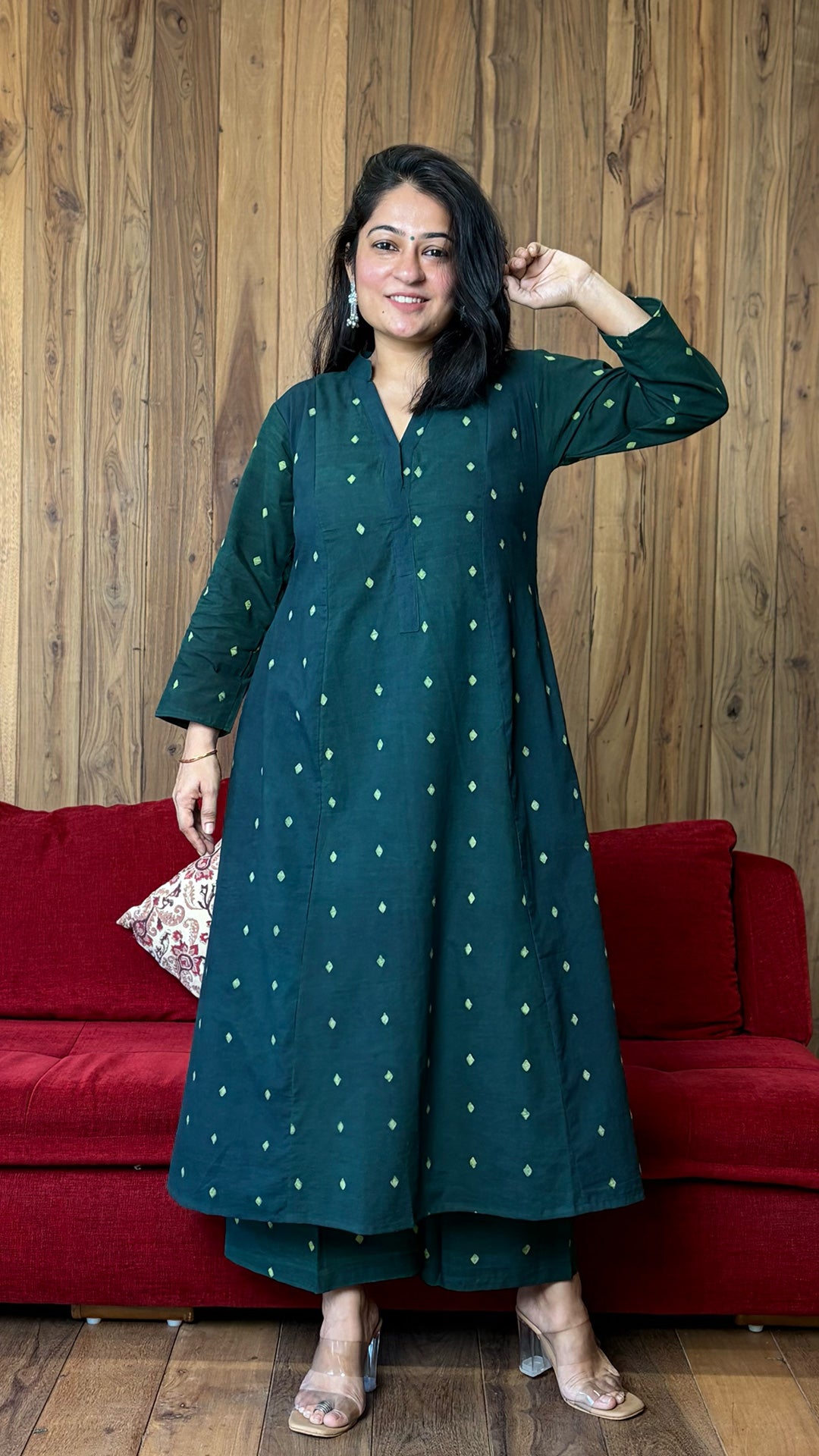 The Diamond Dabu Kali Kurta In Green