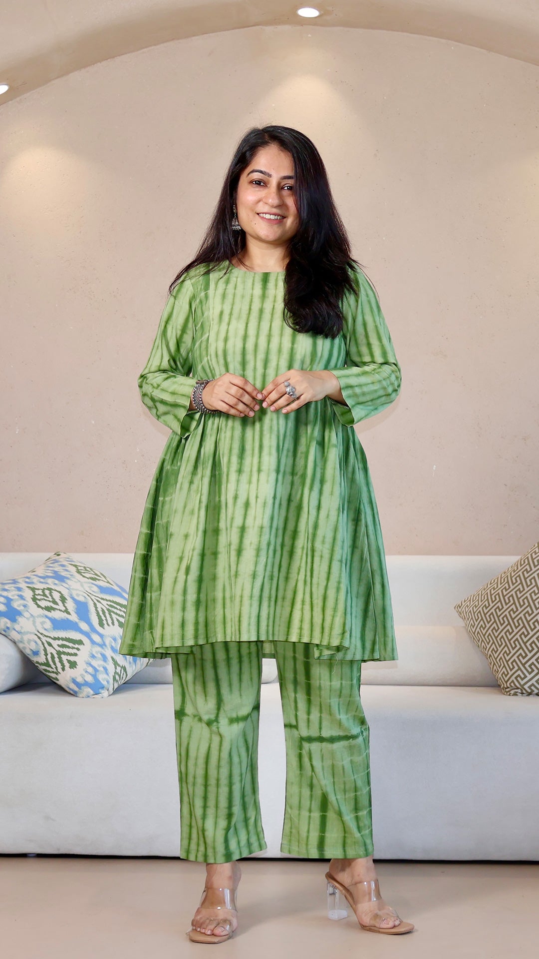 Green Shibori Cotton Co-ord