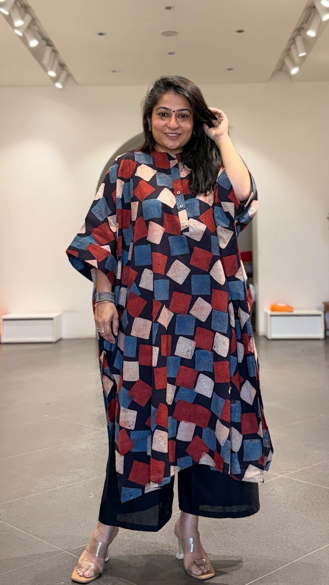 August Ajrakh Cotton Kaftan Co-ord - Black