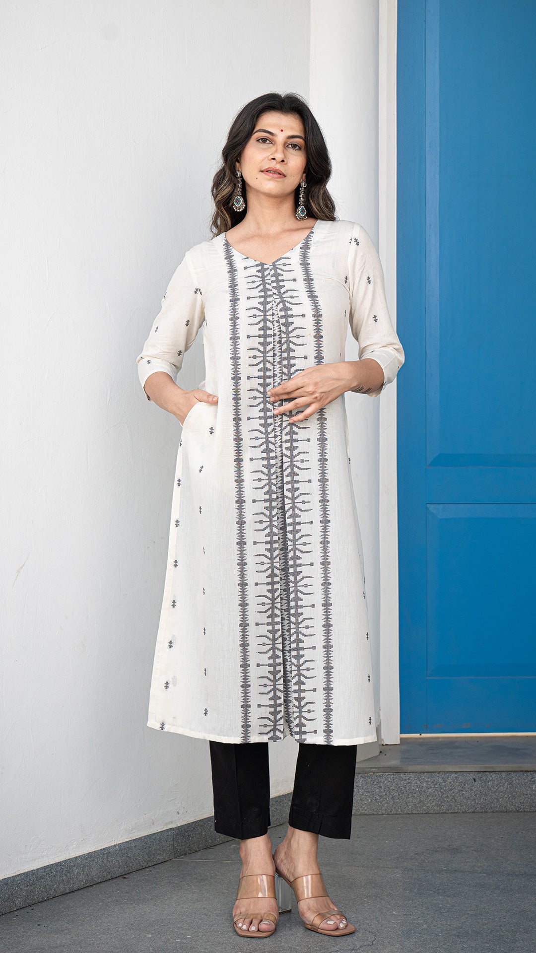 Medha Hand Woven Cotton Kurta - White
