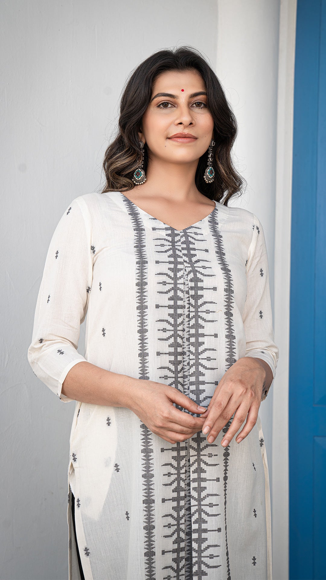 Medha Hand Woven Cotton Kurta - White
