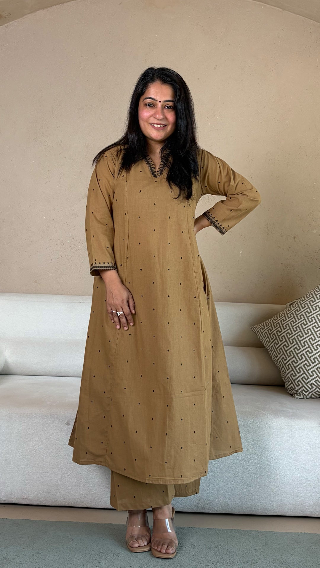 Raahi Hand Woven Cotton Kurta - Sand