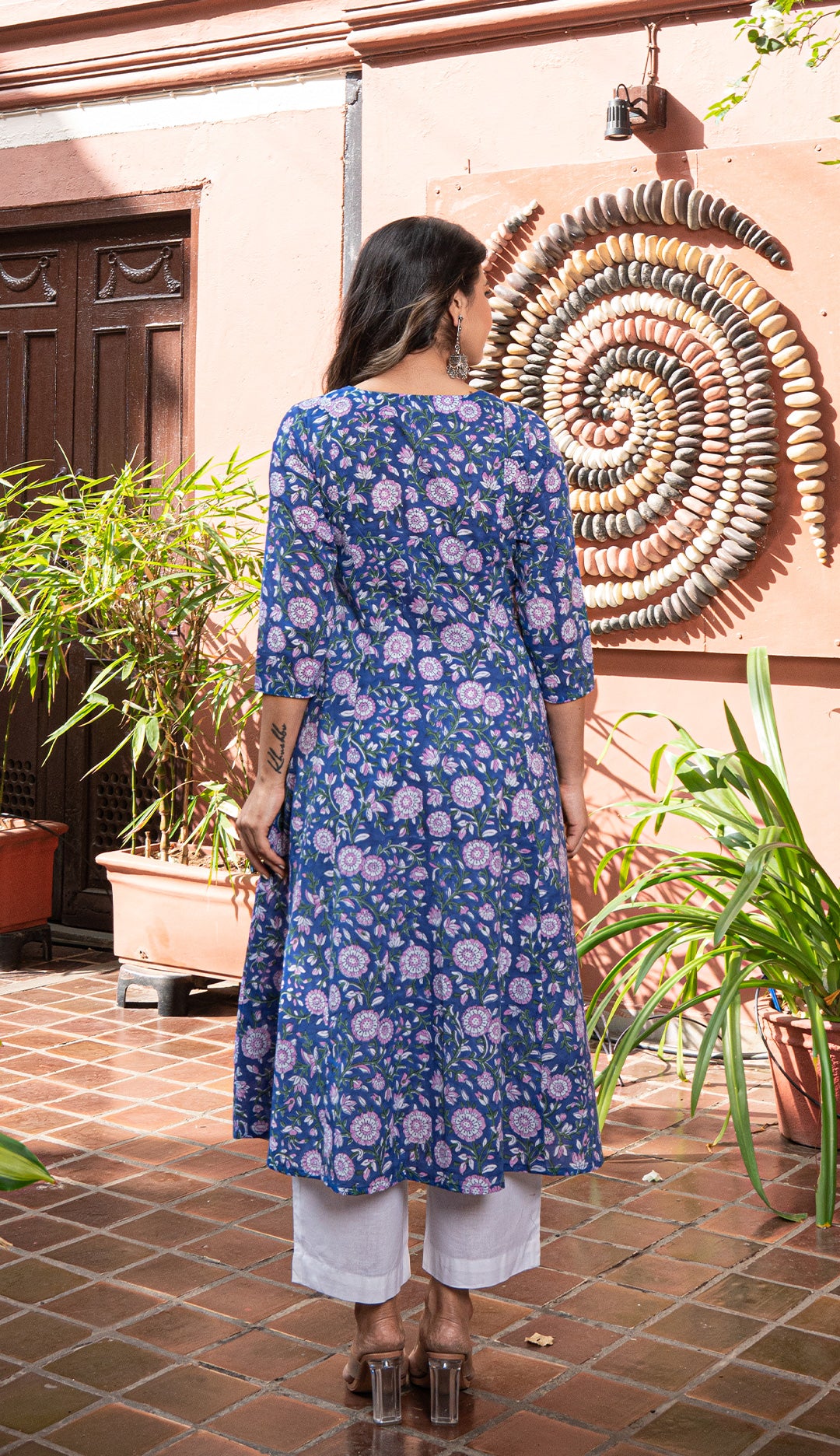 Bagh Sanganeri Kali Cotton Kurta - Blue