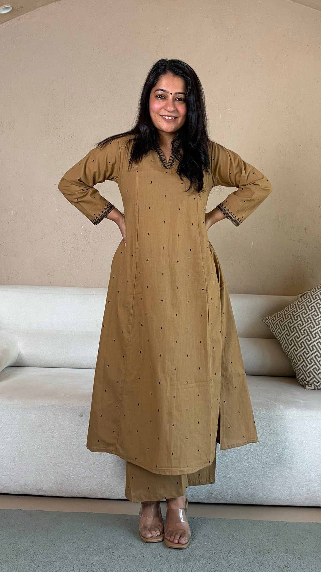 Raahi Hand Woven Cotton Kurta - Sand