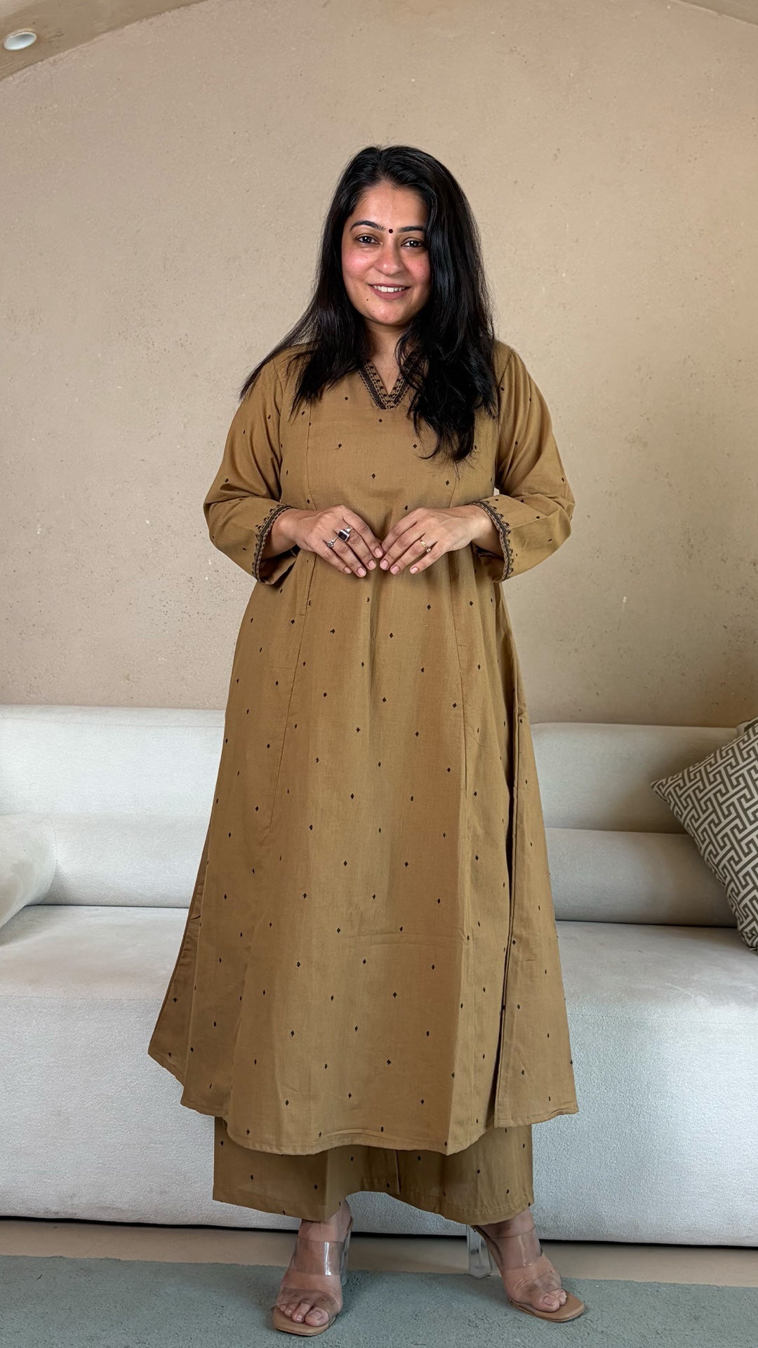 Raahi Hand Woven Cotton Kurta - Sand