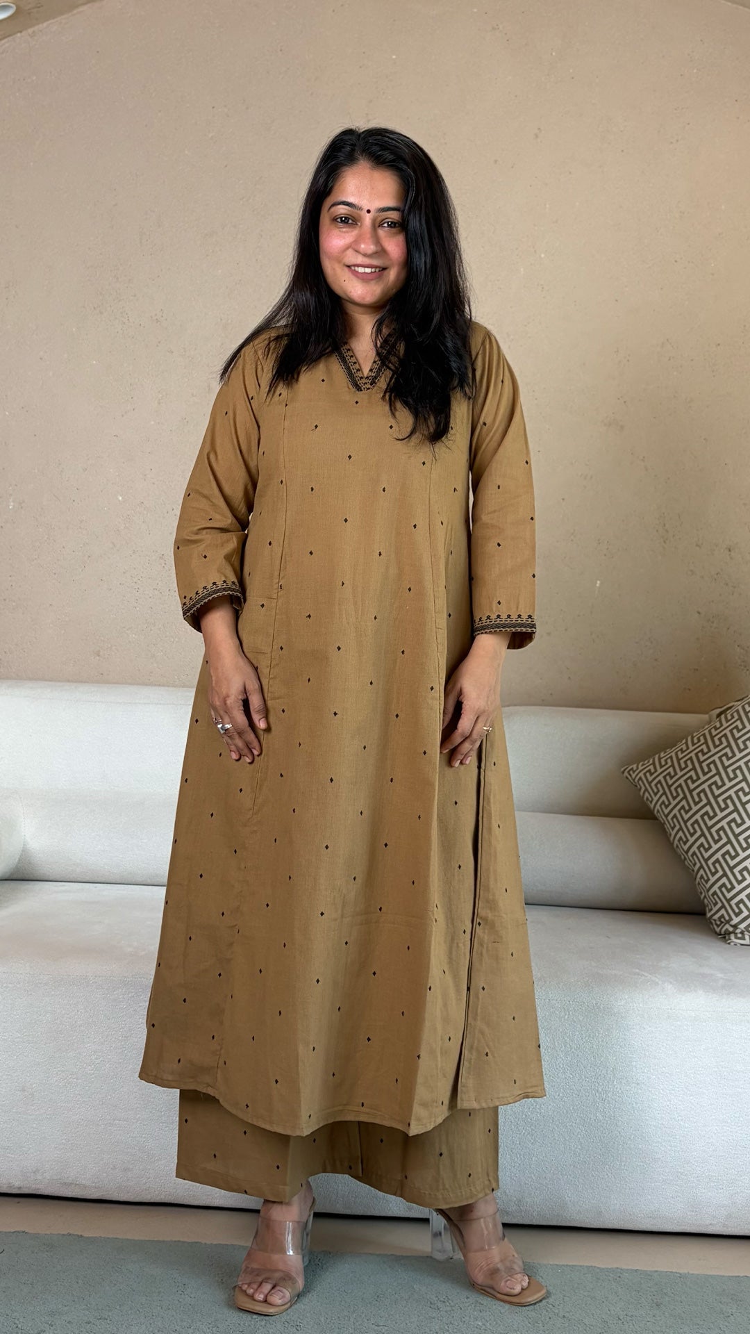 Raahi Hand Woven Cotton Kurta - Sand