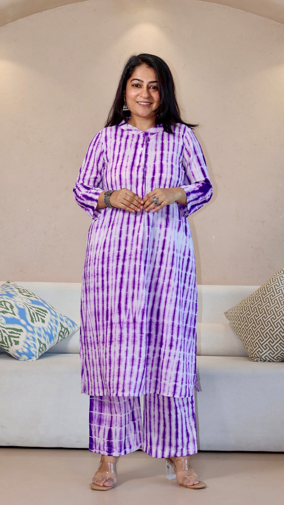 Purple Shibori Cotton Co-ord Set