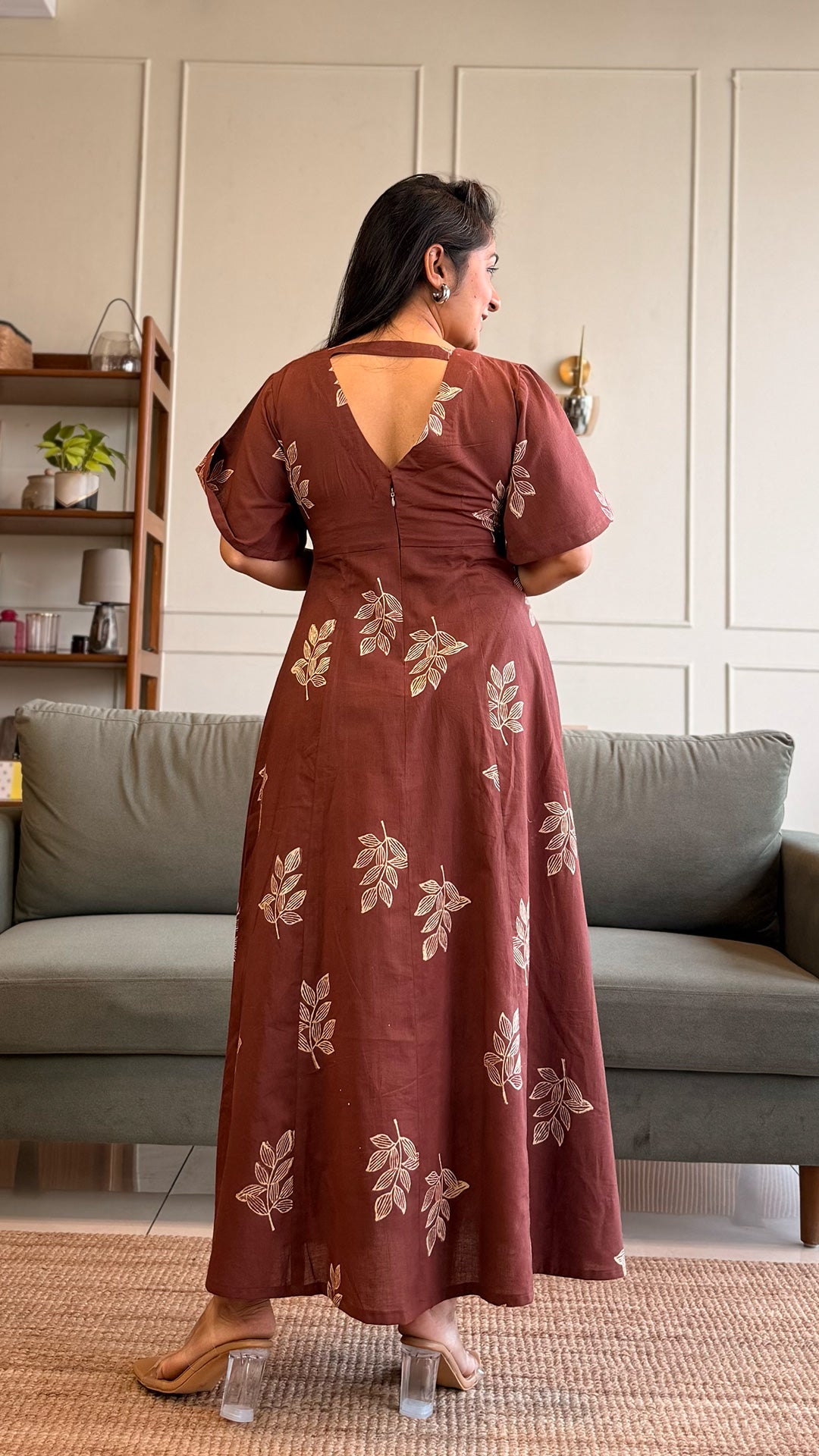 Emily Cotton Midi Dress - Burgundy