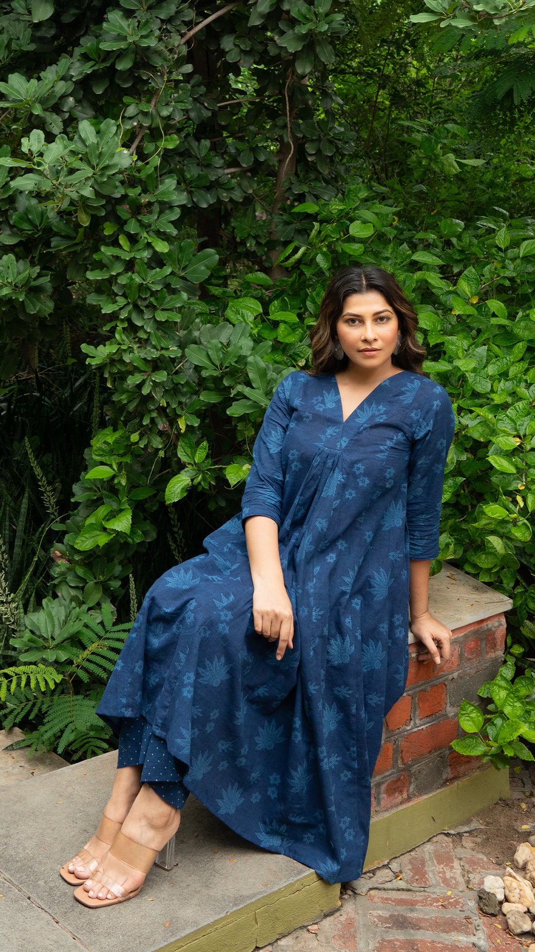 Rachael Hand Block Cotton Kurta - Indigo