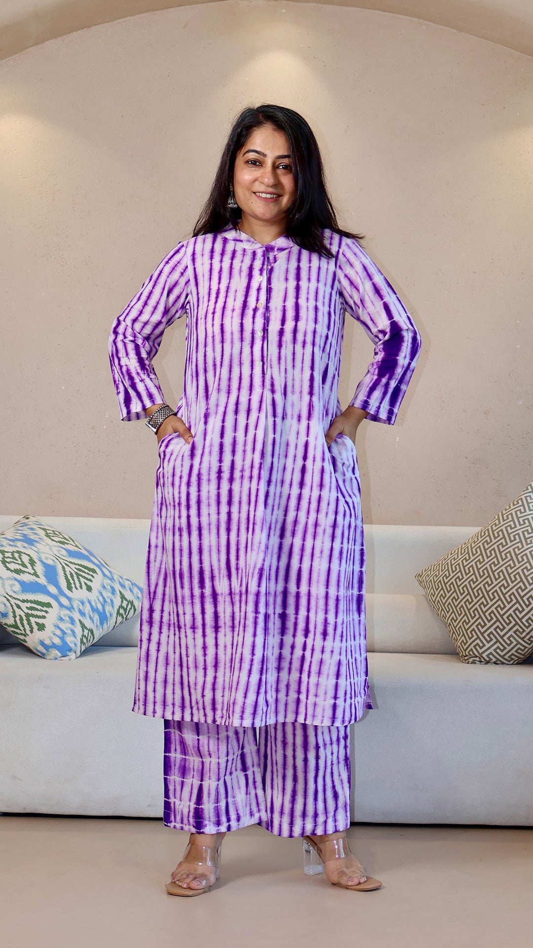 Purple Shibori Cotton Co-ord Set