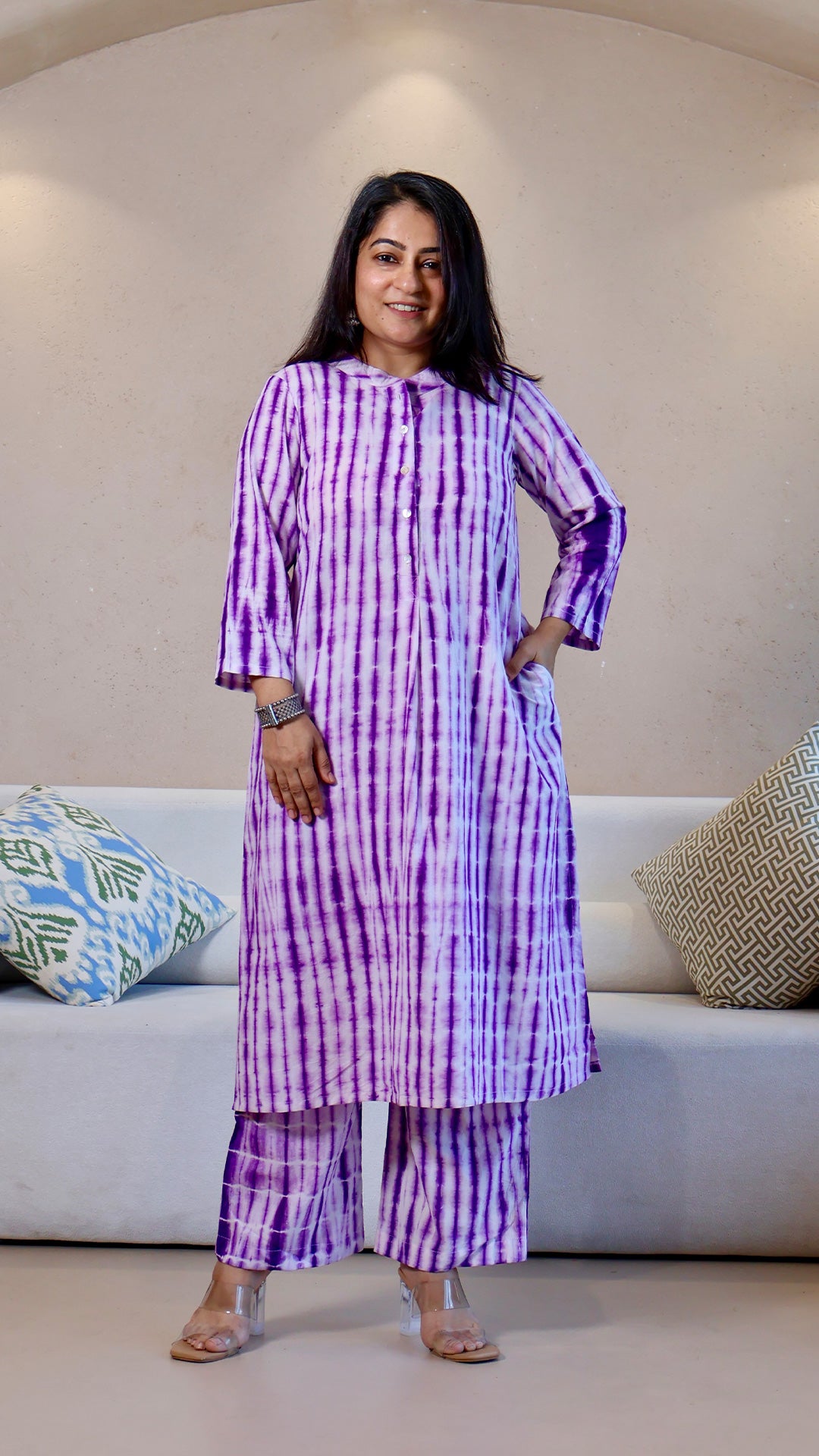Purple Shibori Cotton Co-ord Set