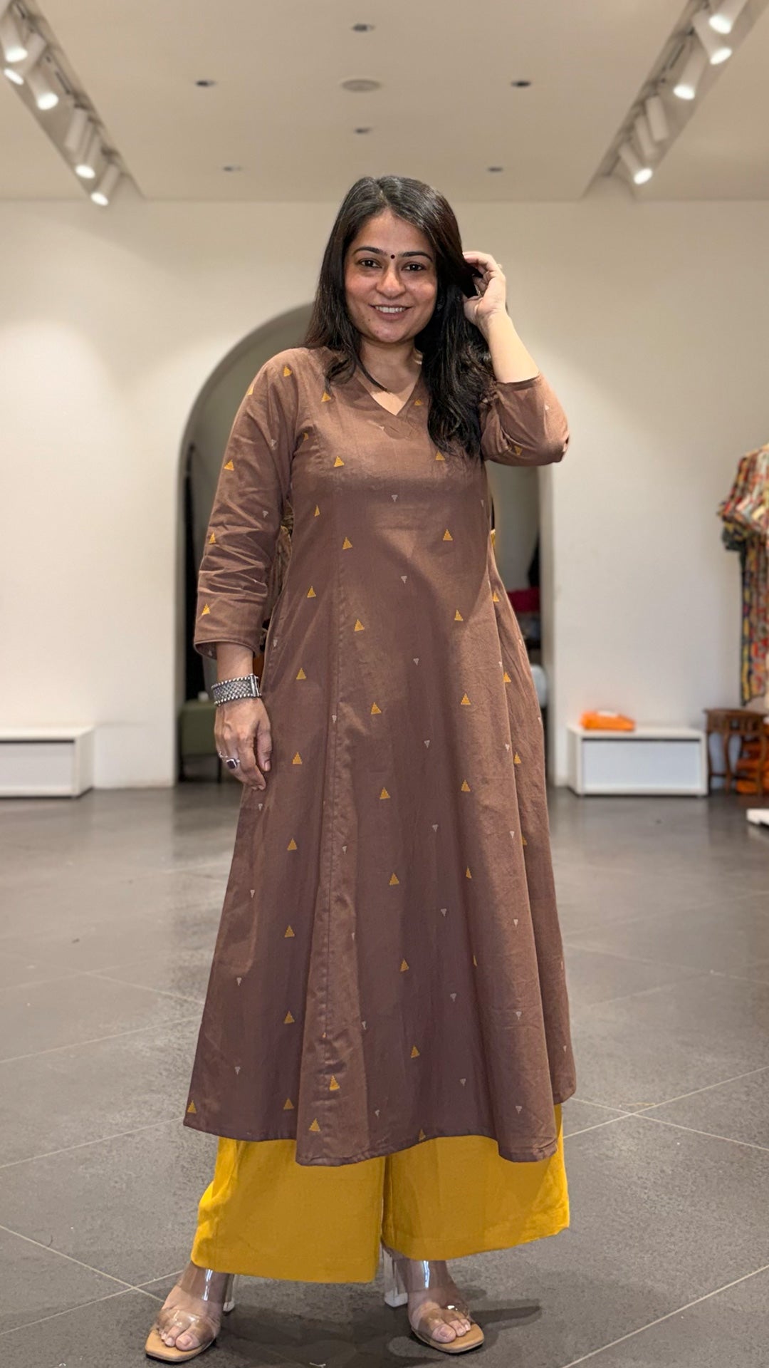 Koel Handwoven Cotton Kurta- Brown