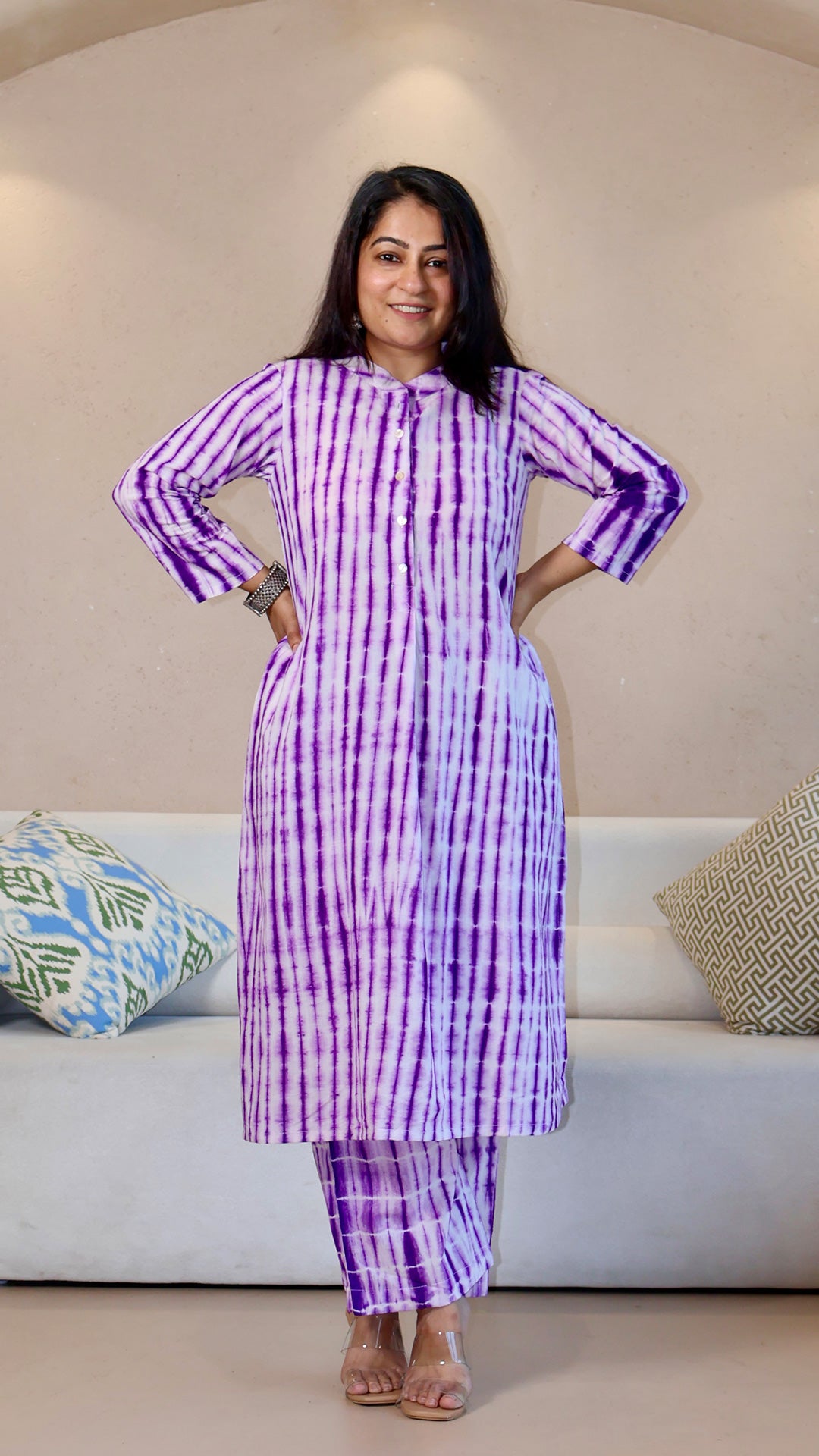Purple Shibori Cotton Co-ord Set