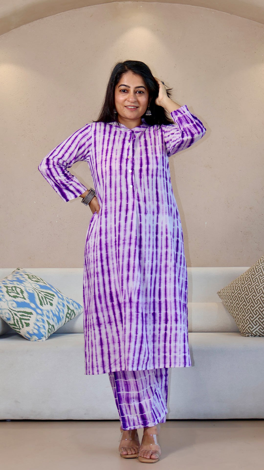 Purple Shibori Cotton Co-ord Set
