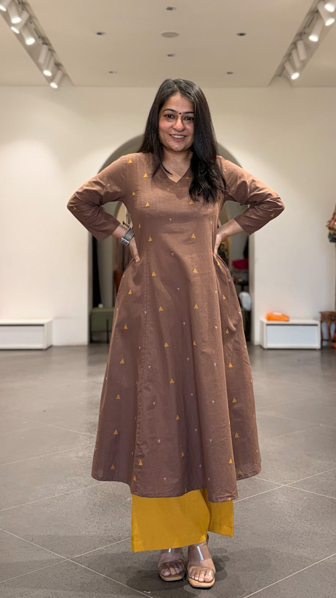 Koel Handwoven Cotton Kurta- Brown