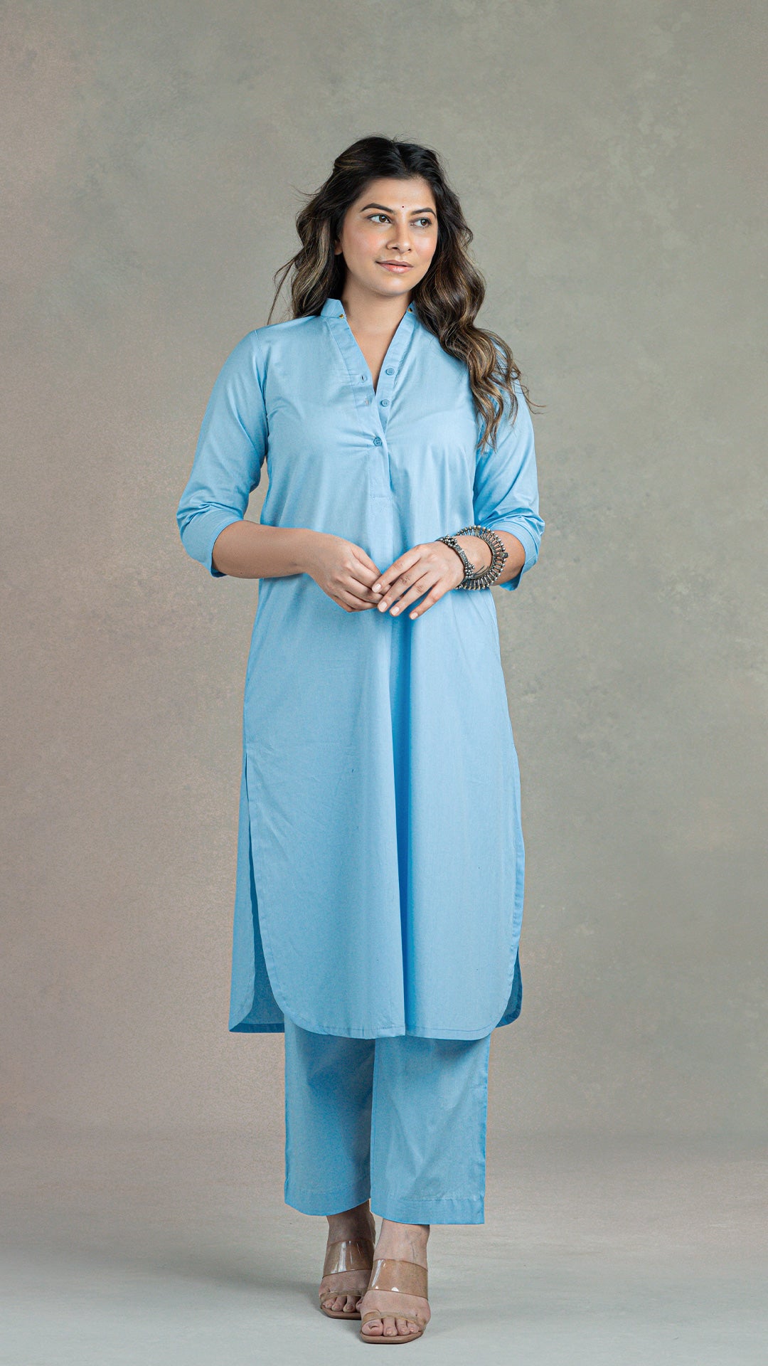 Everyday Organic Cotton Kurta- Light Blue