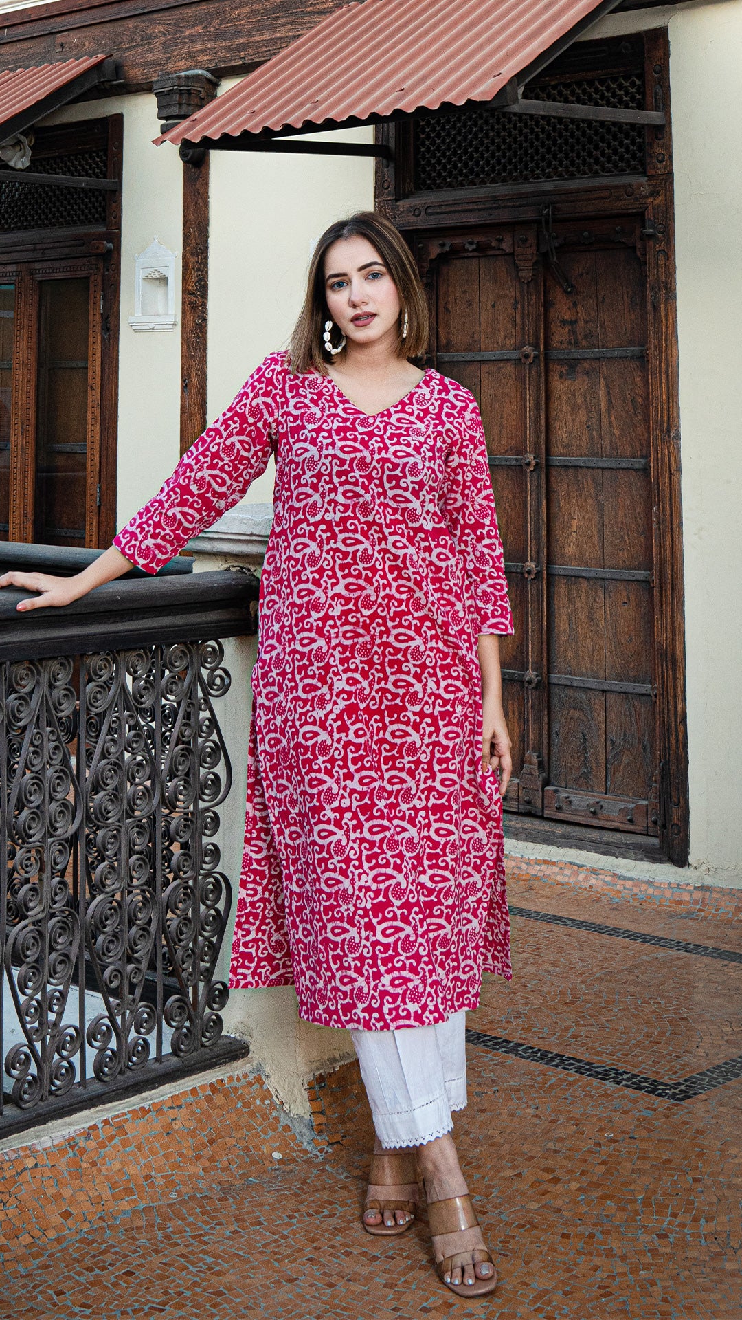 Barkha Batik Hand Block Cotton Kurta -Pink