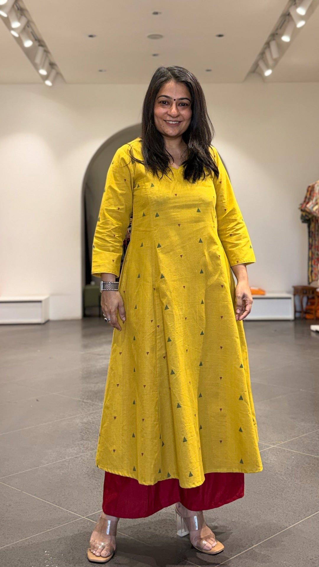 Shagun Handwoven Cotton Kurta- Yellow