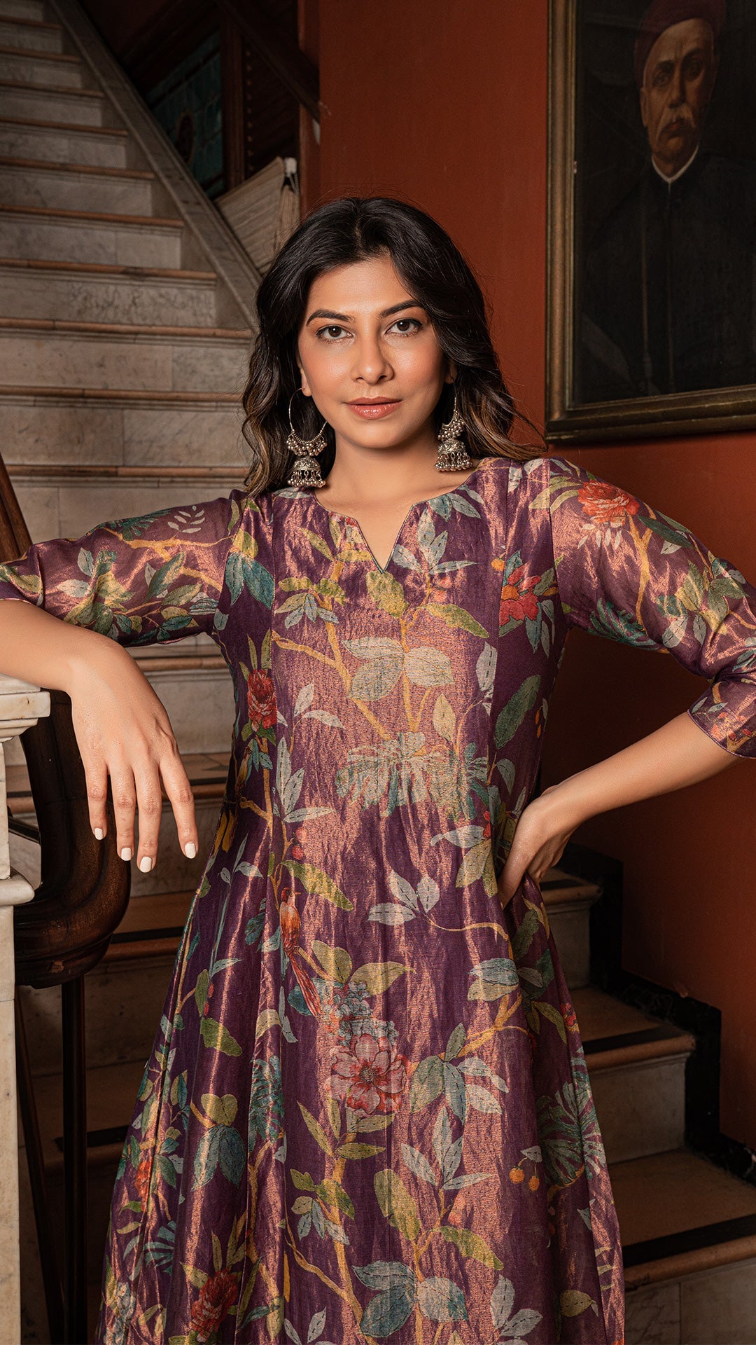 Shagun - Purple Pure Tissue Printed Kurta Set