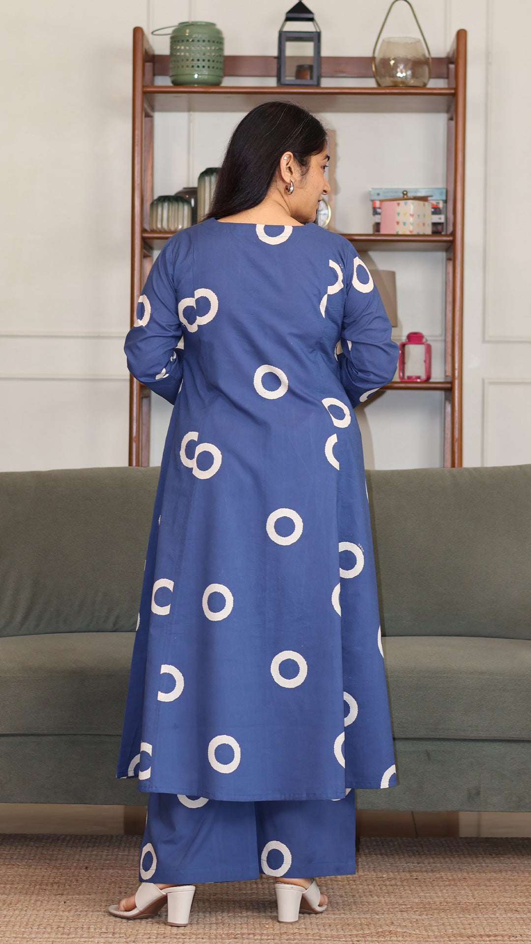 Aavya Hand Block Cotton Kurta - Indigo