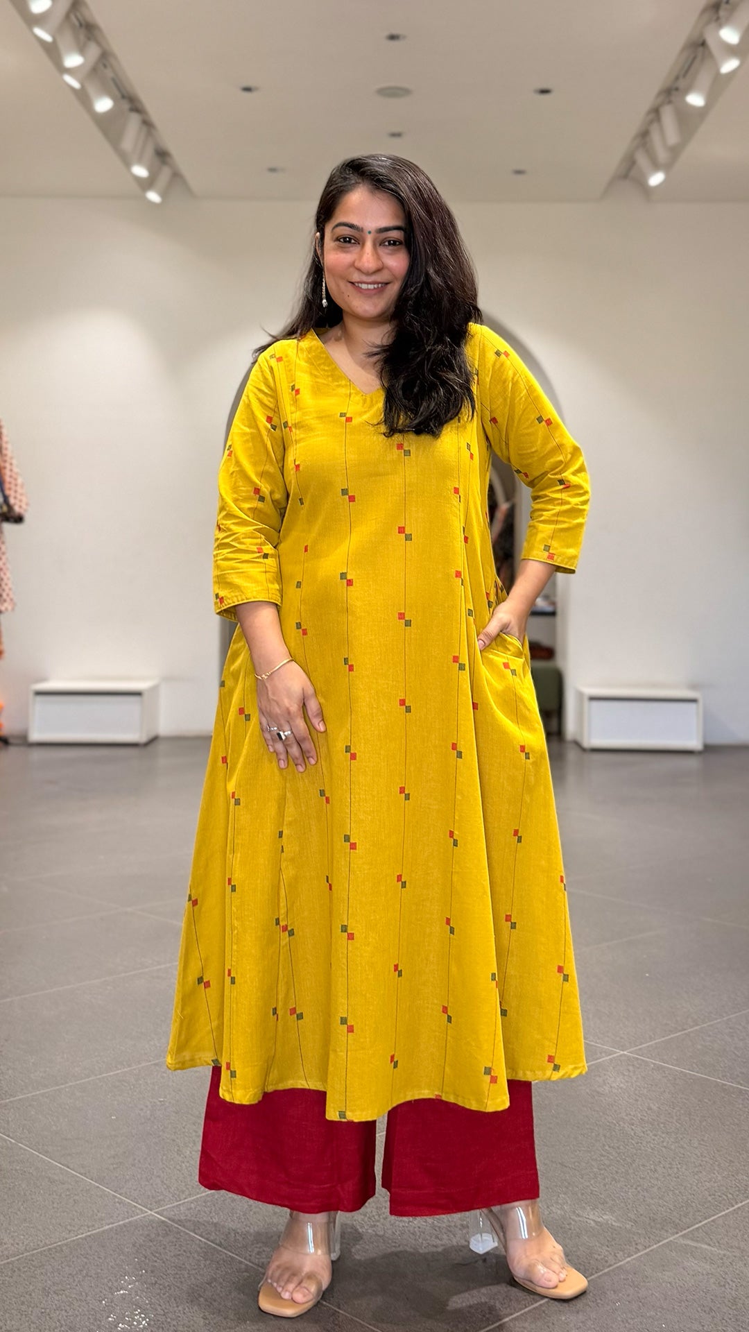 Visha Handwoven Cotton Kurta - Yellow
