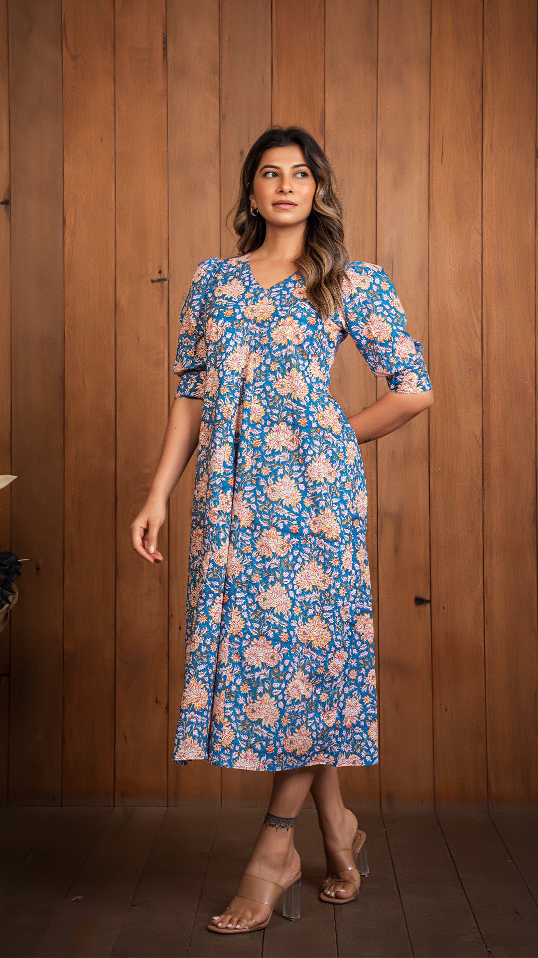 Jaina Sanganeri Print Dress - Blue