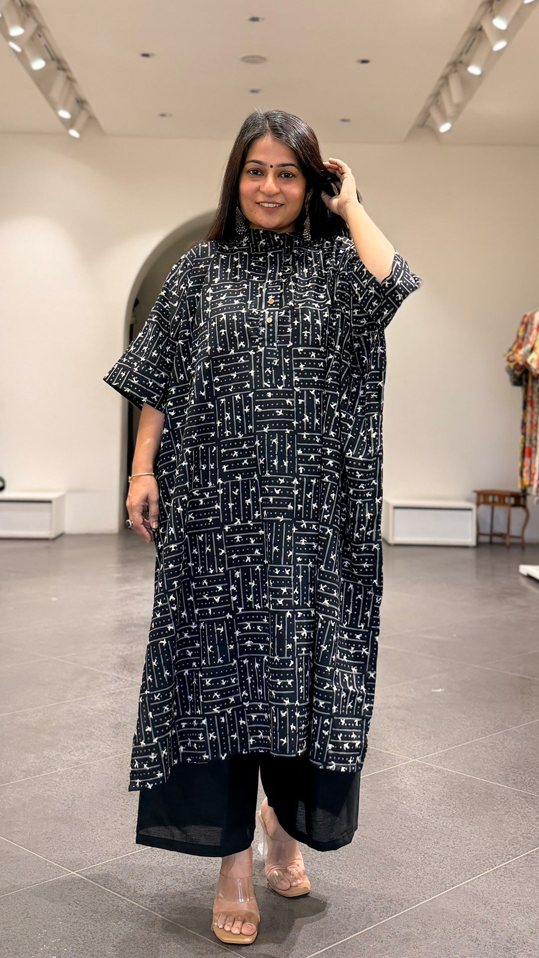 Black Birdies Kaftan Co-ord In Cotton