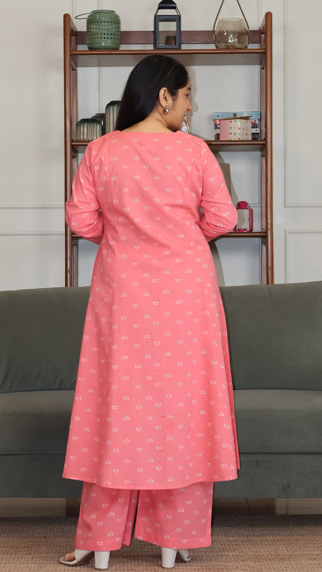 Samaira Hand Block Cotton Kurta - Peach