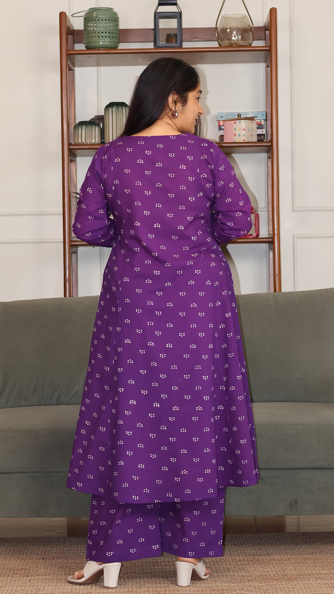 Bhavya Hand Block Cotton Kurta - Purple