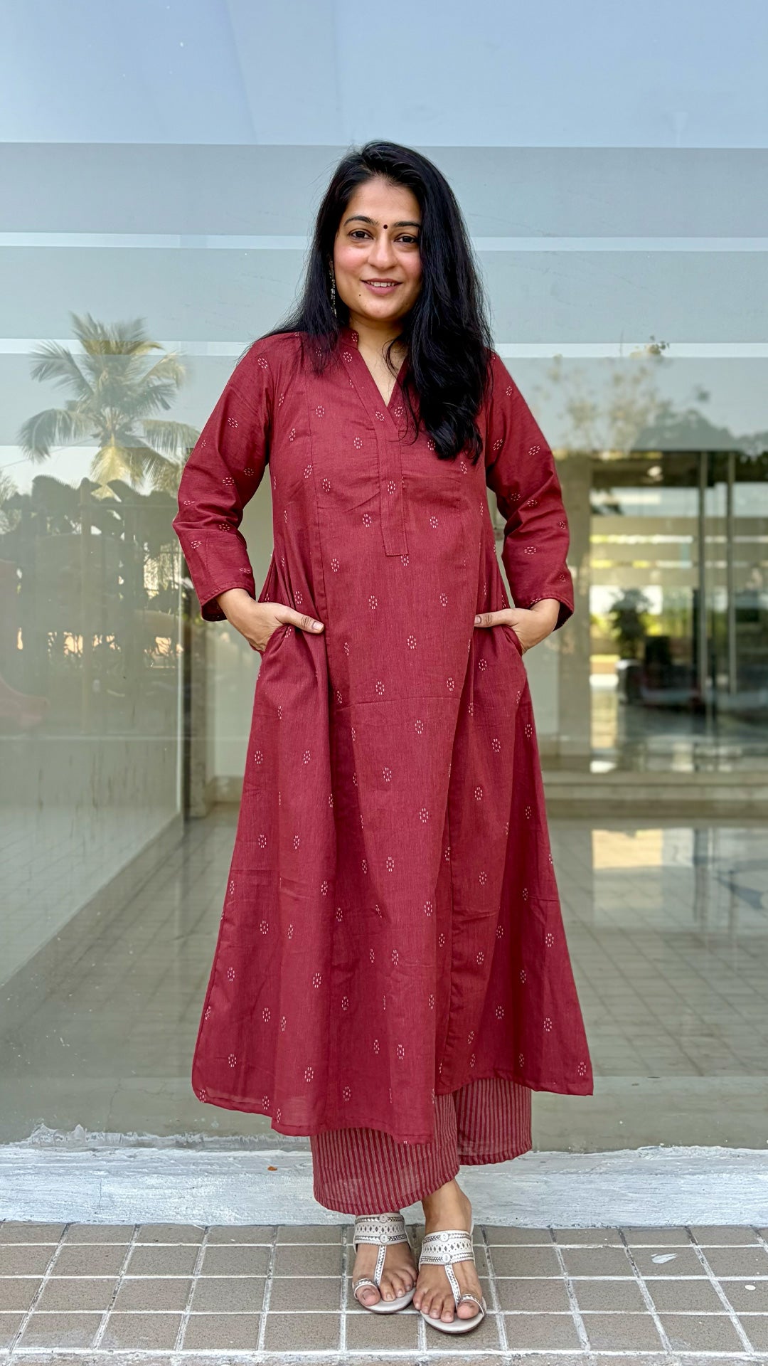 Sabaa Rust Hand Woven Cotton Kurta