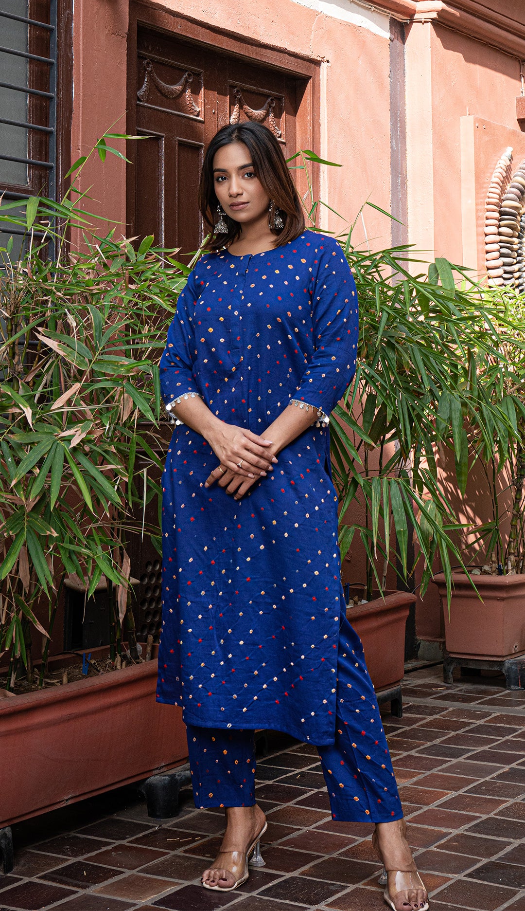 Blue Bandhani Cotton Kurta