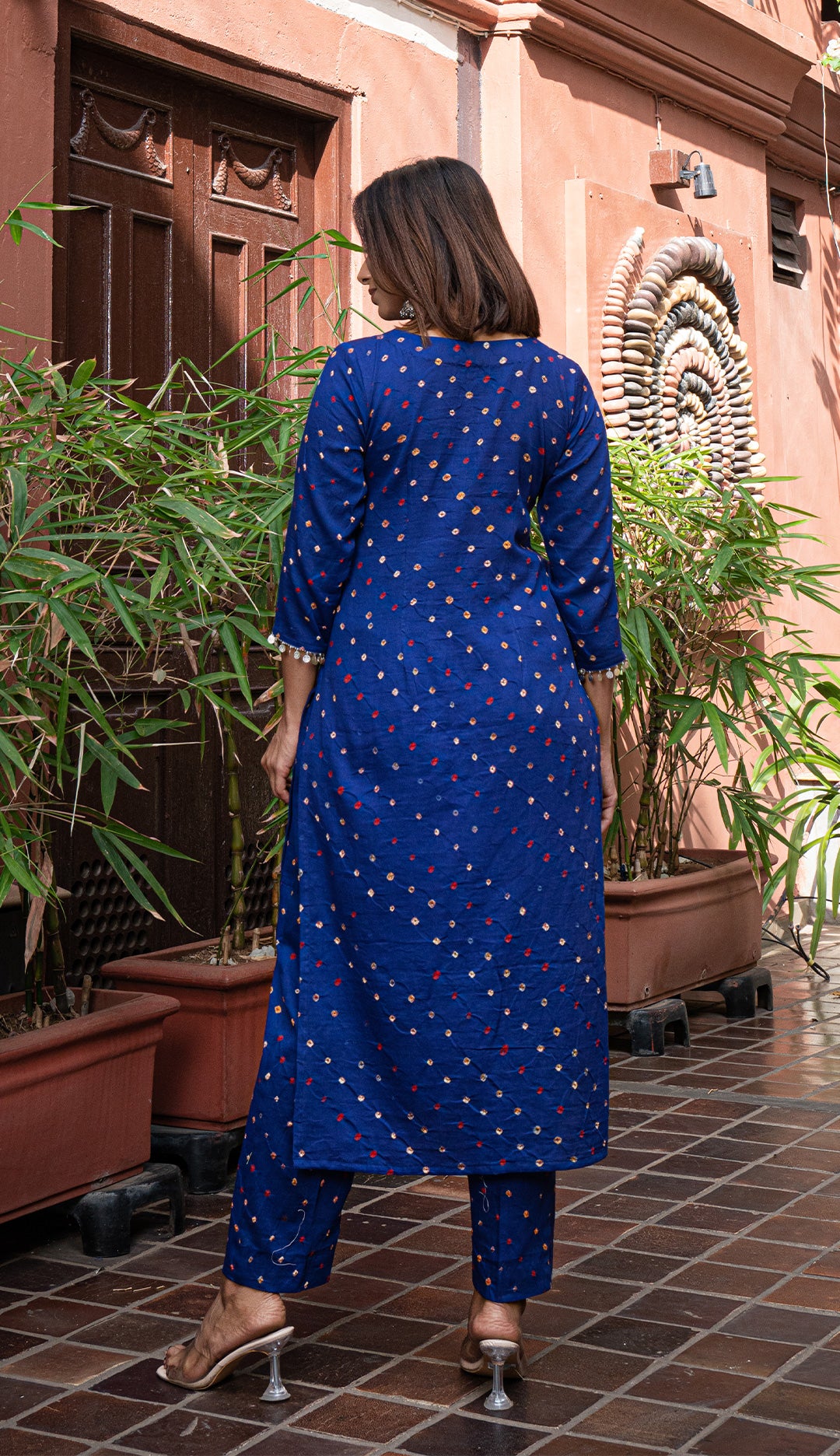 Blue Bandhani Cotton Kurta