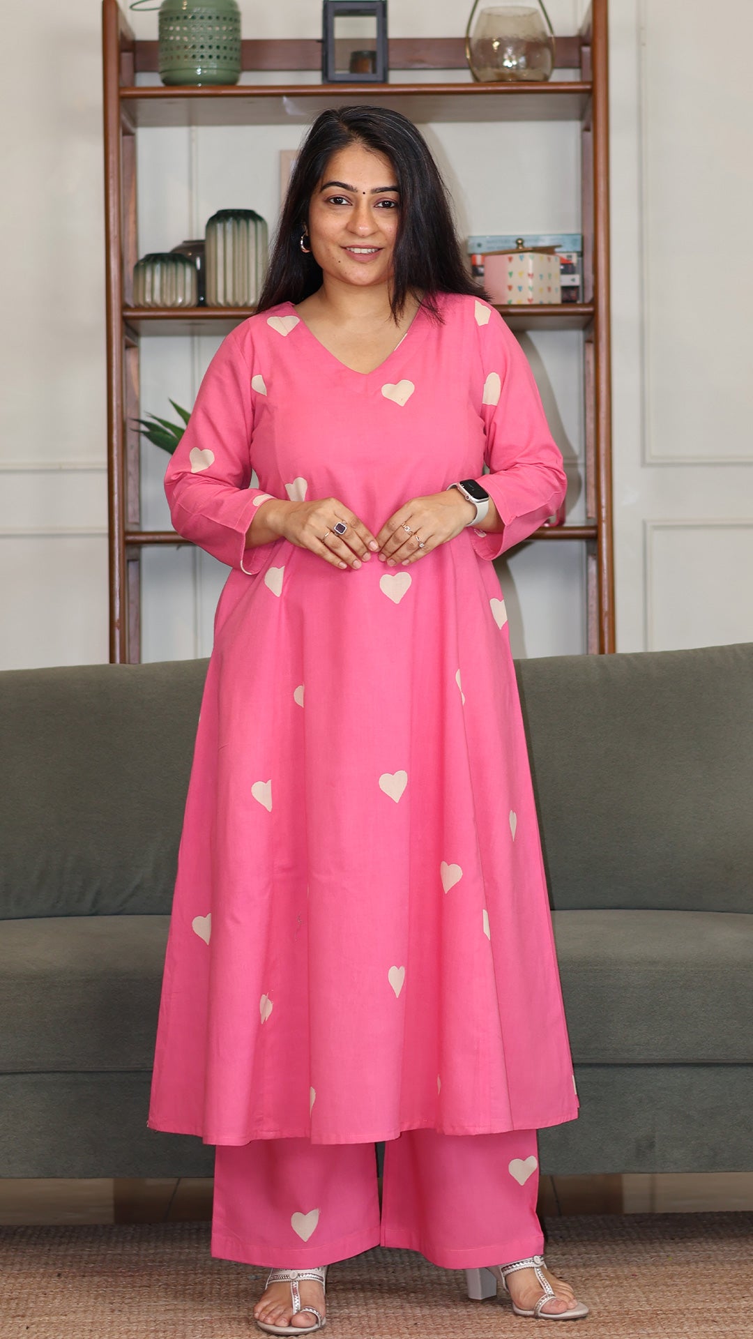 Fiza Hand Block Cotton Kurta - Pink