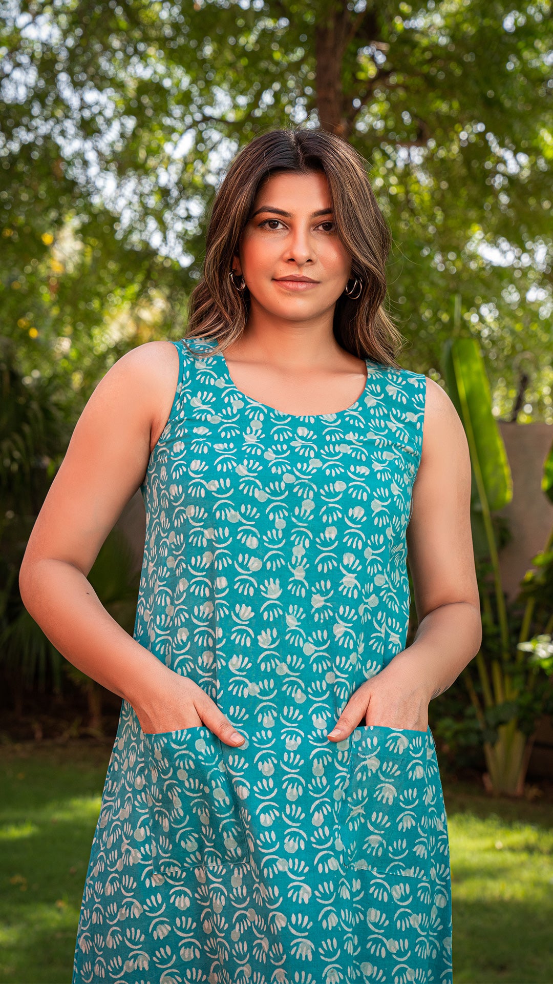 Saima Cotton Dress - Turquoise