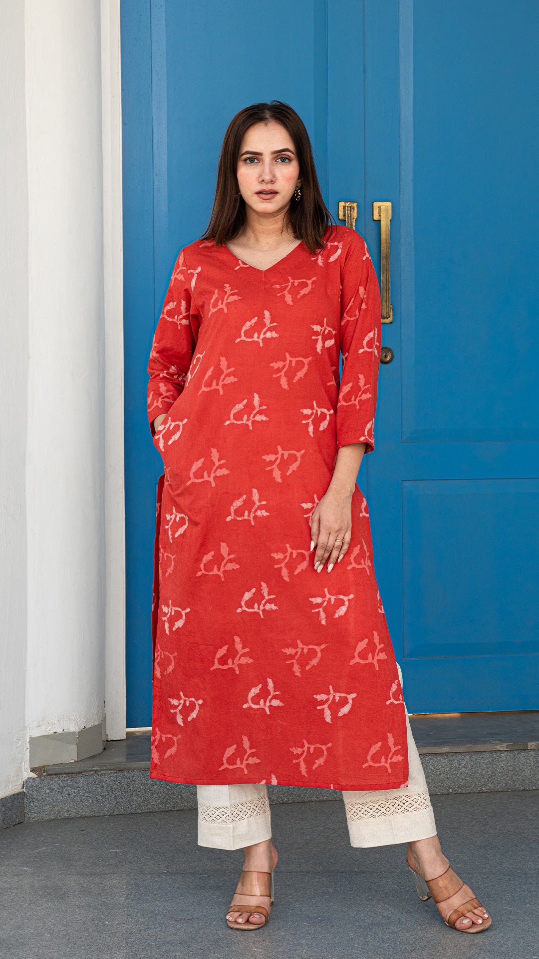 Kriya Hand Block Cotton Kurta - Rust