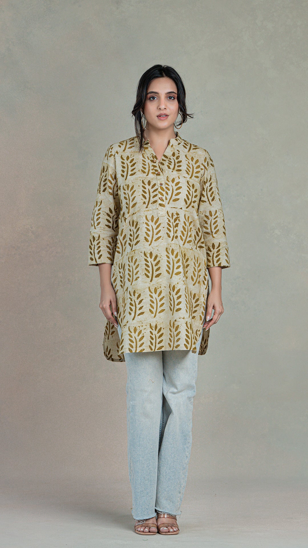 Pal Batik Hand Block Print Cotton Short Top - Sand