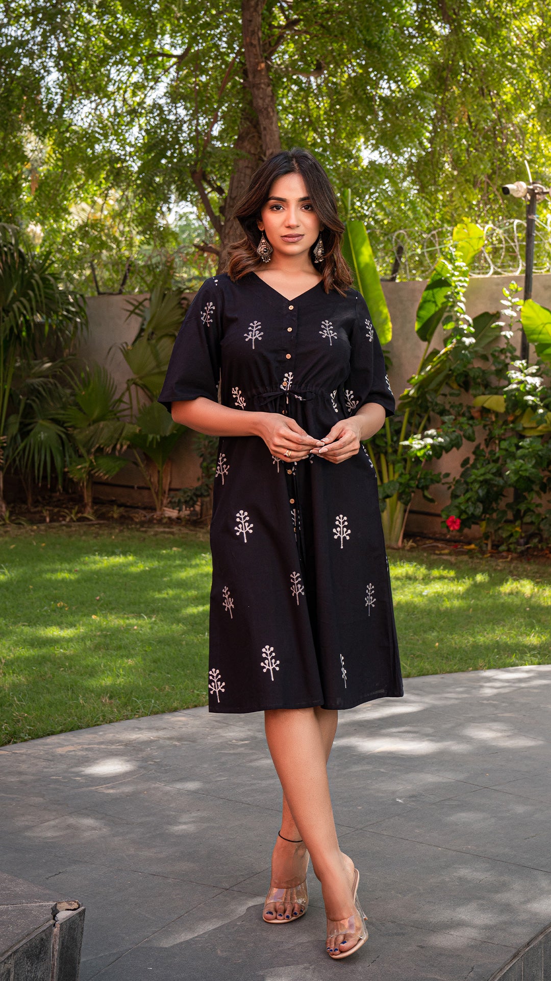 Rucha Cotton Shirt Dress -Black