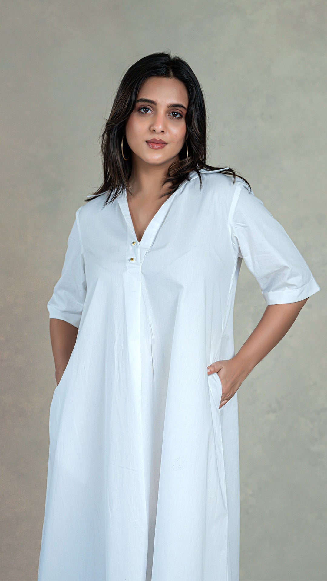 White Organic Cotton Dress - Long