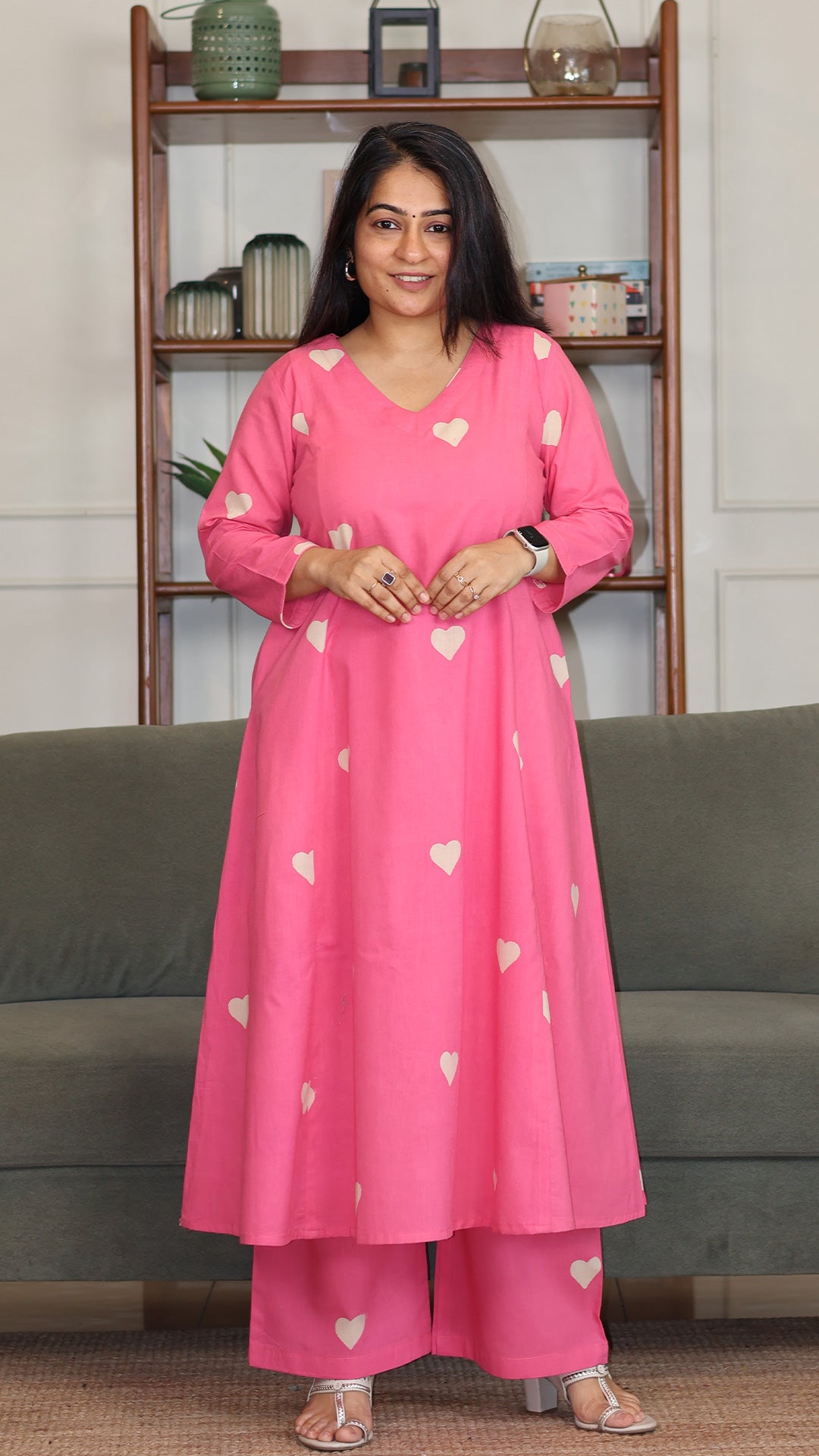 Fiza Hand Block Cotton Kurta - Pink