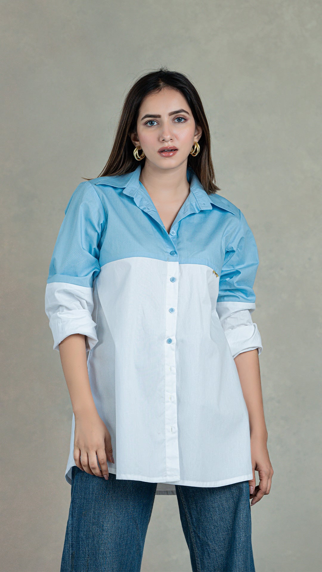 Light Blue - White Cotton Shirt