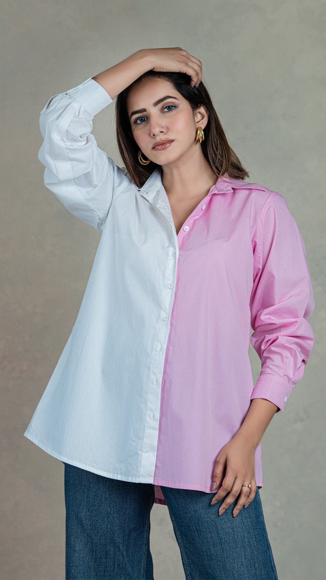 Pink-White Cotton Shirt