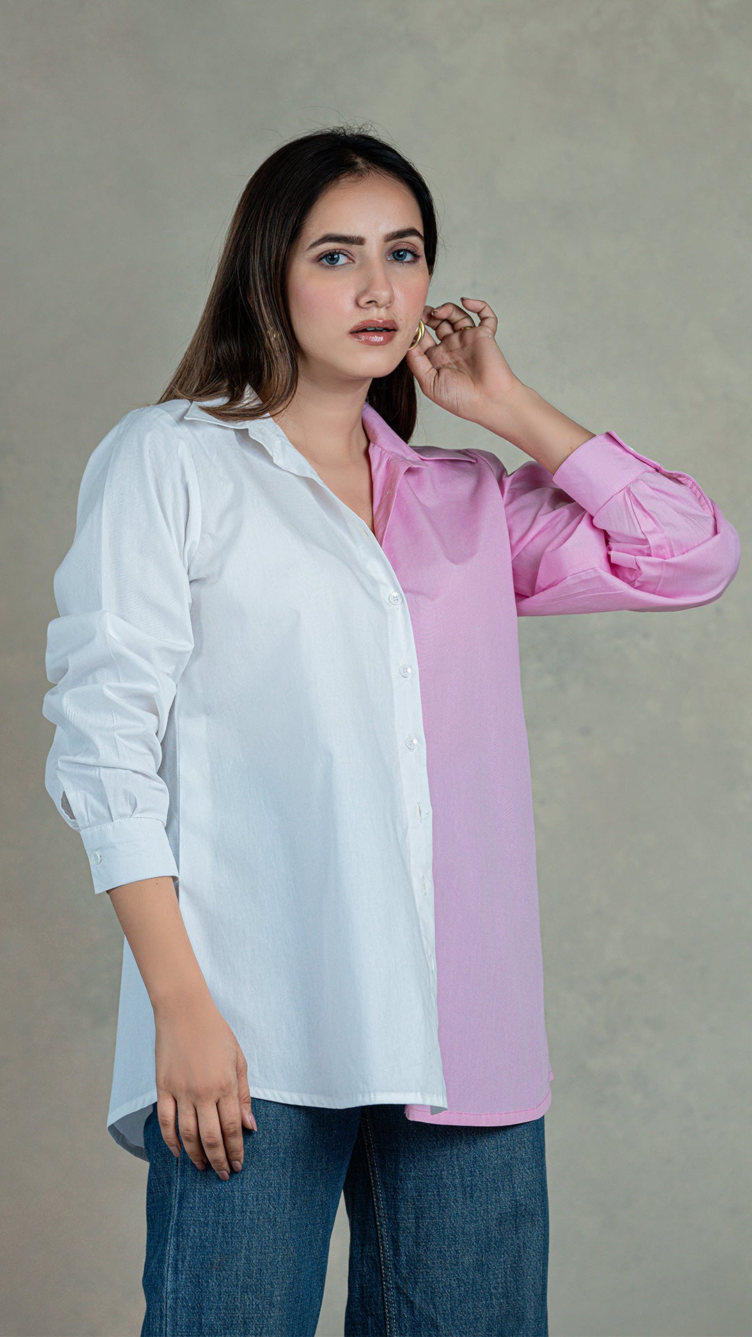 Pink-White Cotton Shirt