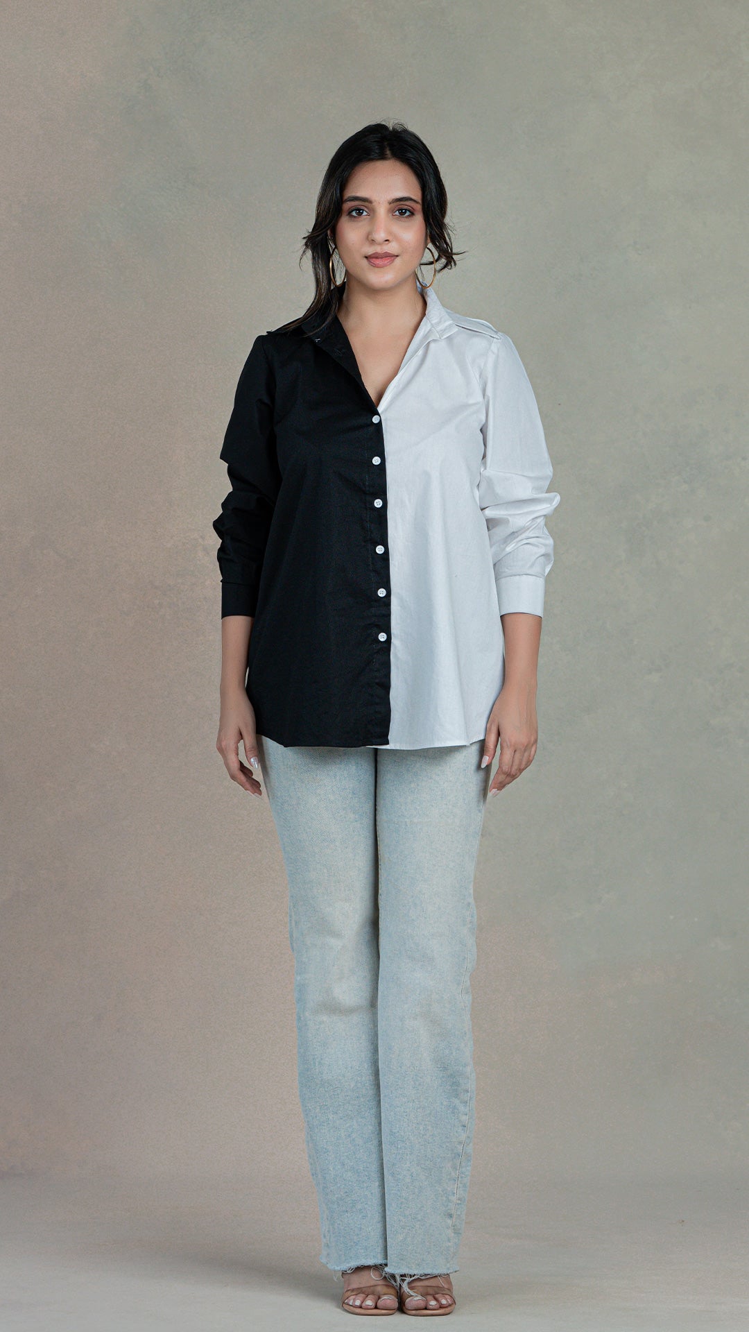 Black-White Cotton Shirt