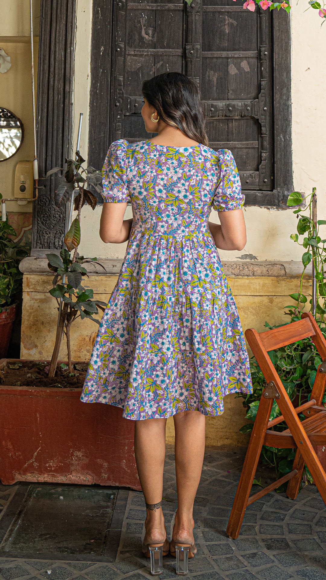 Mexican Summer Tier Dress In Cotton - Lavender