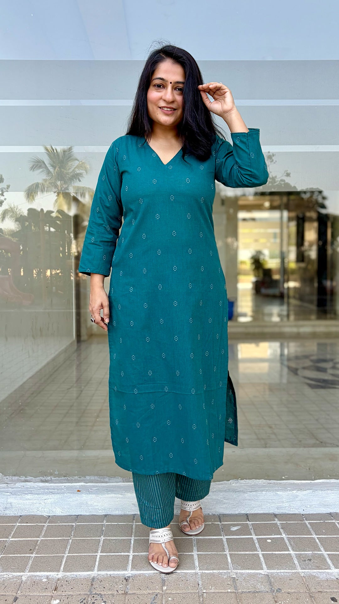 Jhelum Green Hand Woven Cotton Kurta