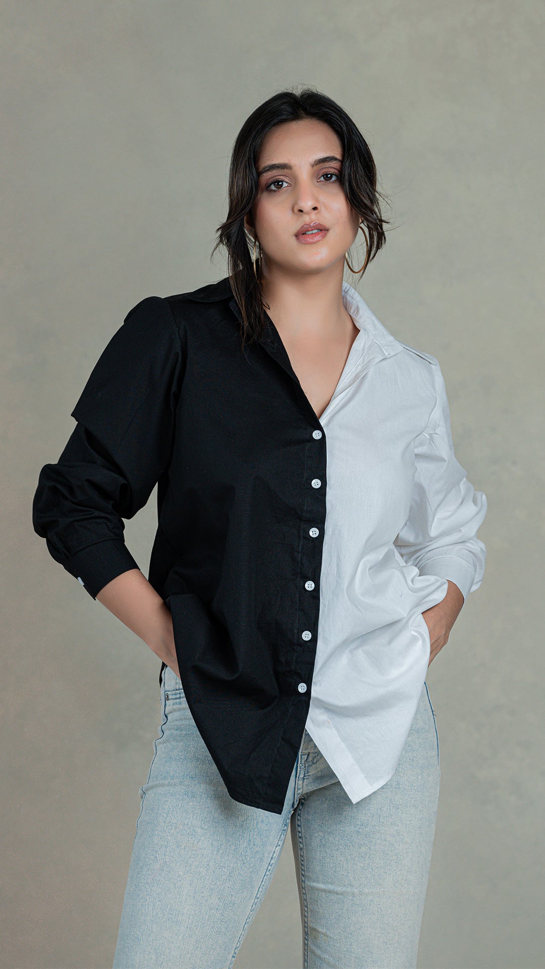 Black-White Cotton Shirt