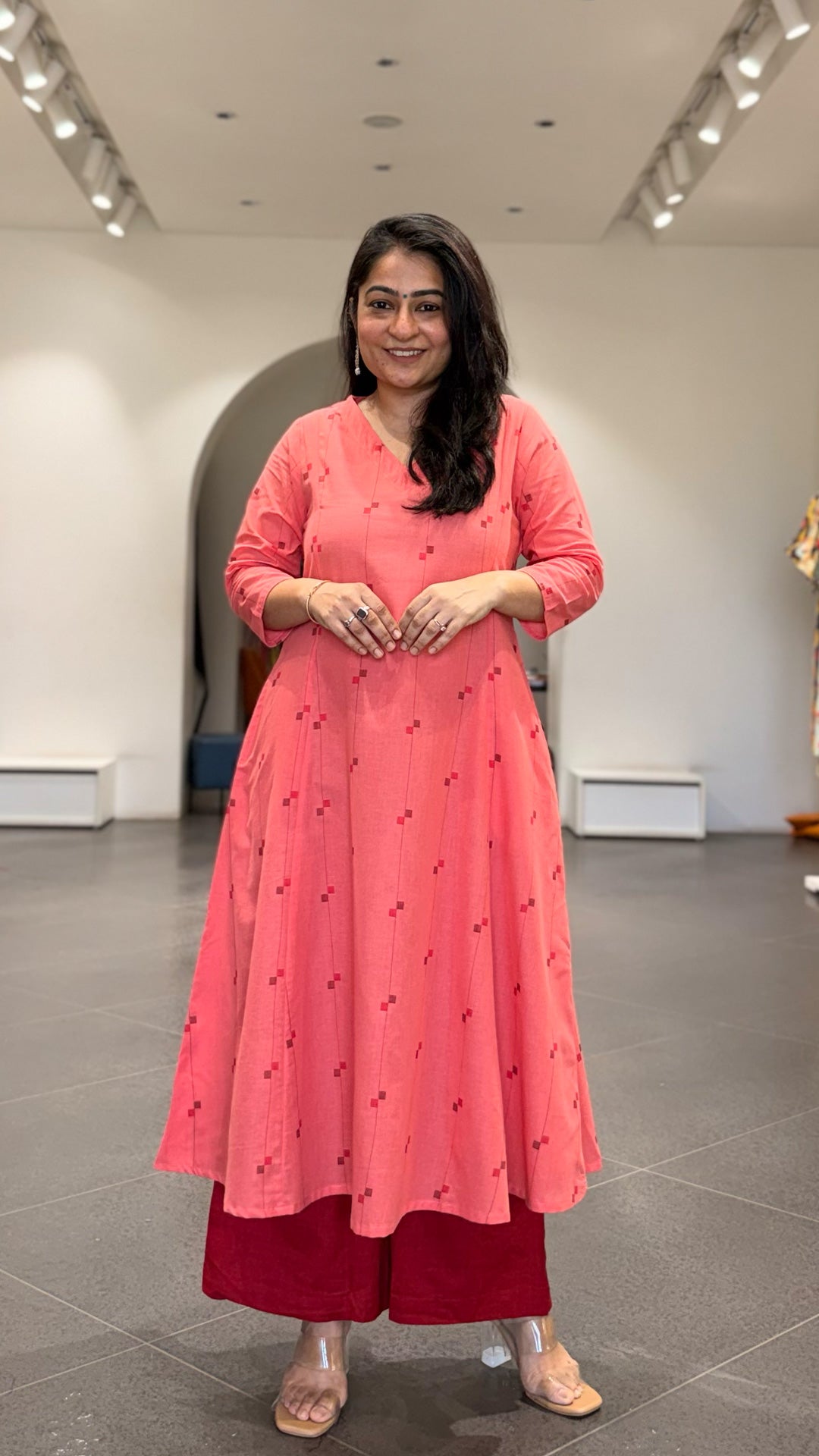Shaheen Handwoven Cotton Kurta - Peach