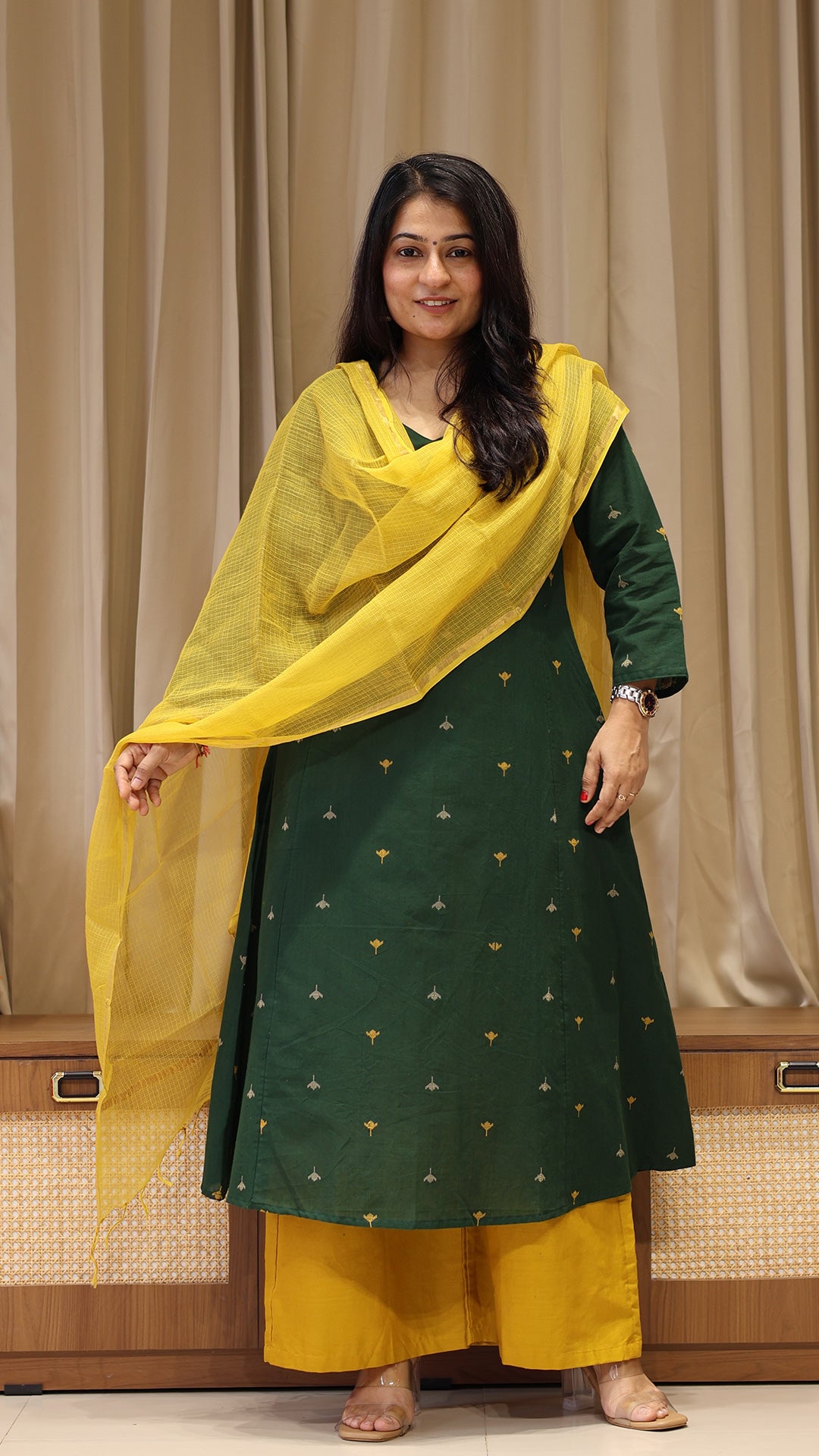 Goonj Handwoven Cotton Kurta - Dark Green