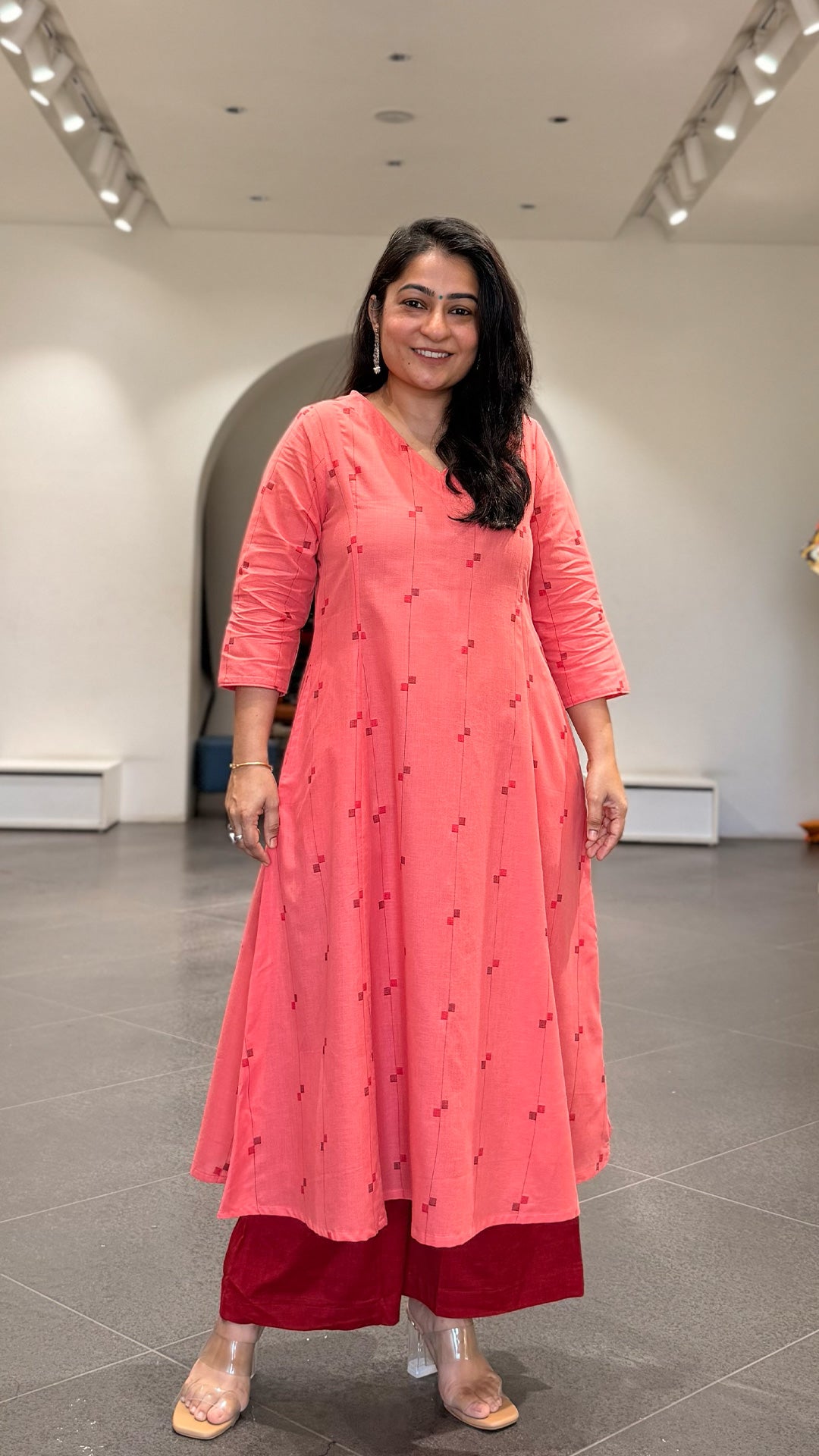 Shaheen Handwoven Cotton Kurta - Peach